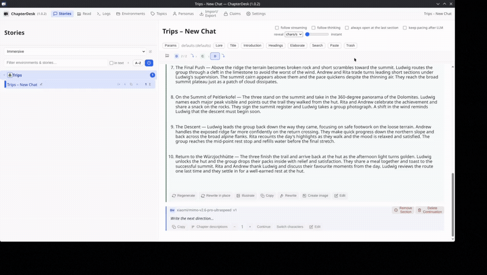 Elaborate chapters from character points of view