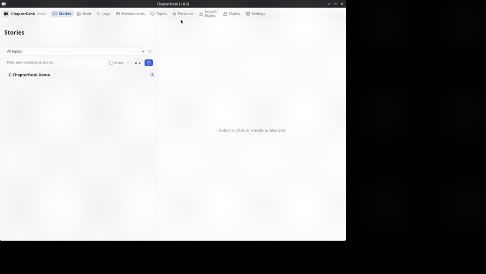 Create a topic, environment and story