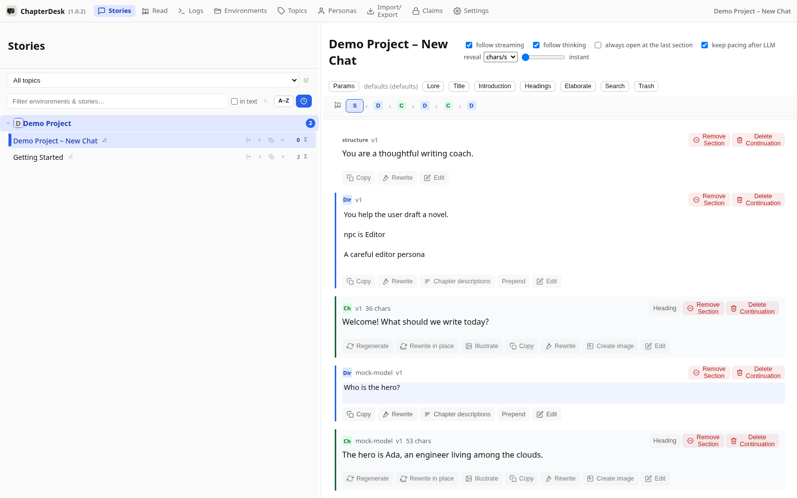 ChapterDesk — the steering view